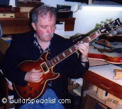 John playing his Ibanez after a refret we did for him